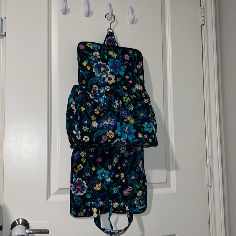 VERA BRADLEY Hanging Travel Organizer Flowery Aqua Theme Tie-Up - Picture 4 of 4